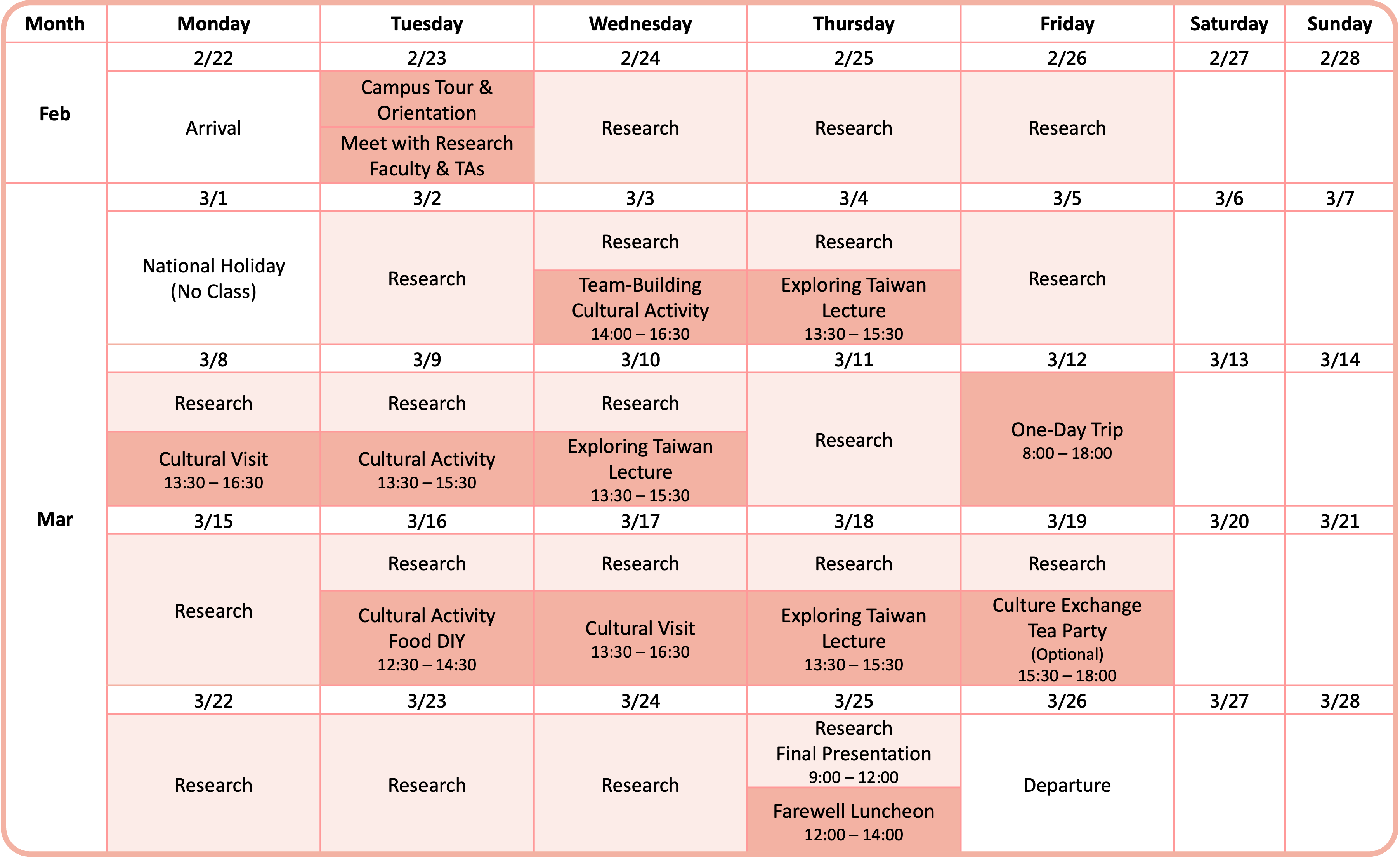Schedule